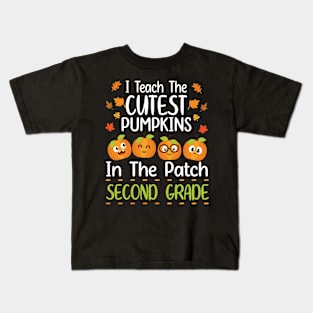 Happy I Teach The Cutest Pumpkins In The Patch Second Grade Kids T-Shirt